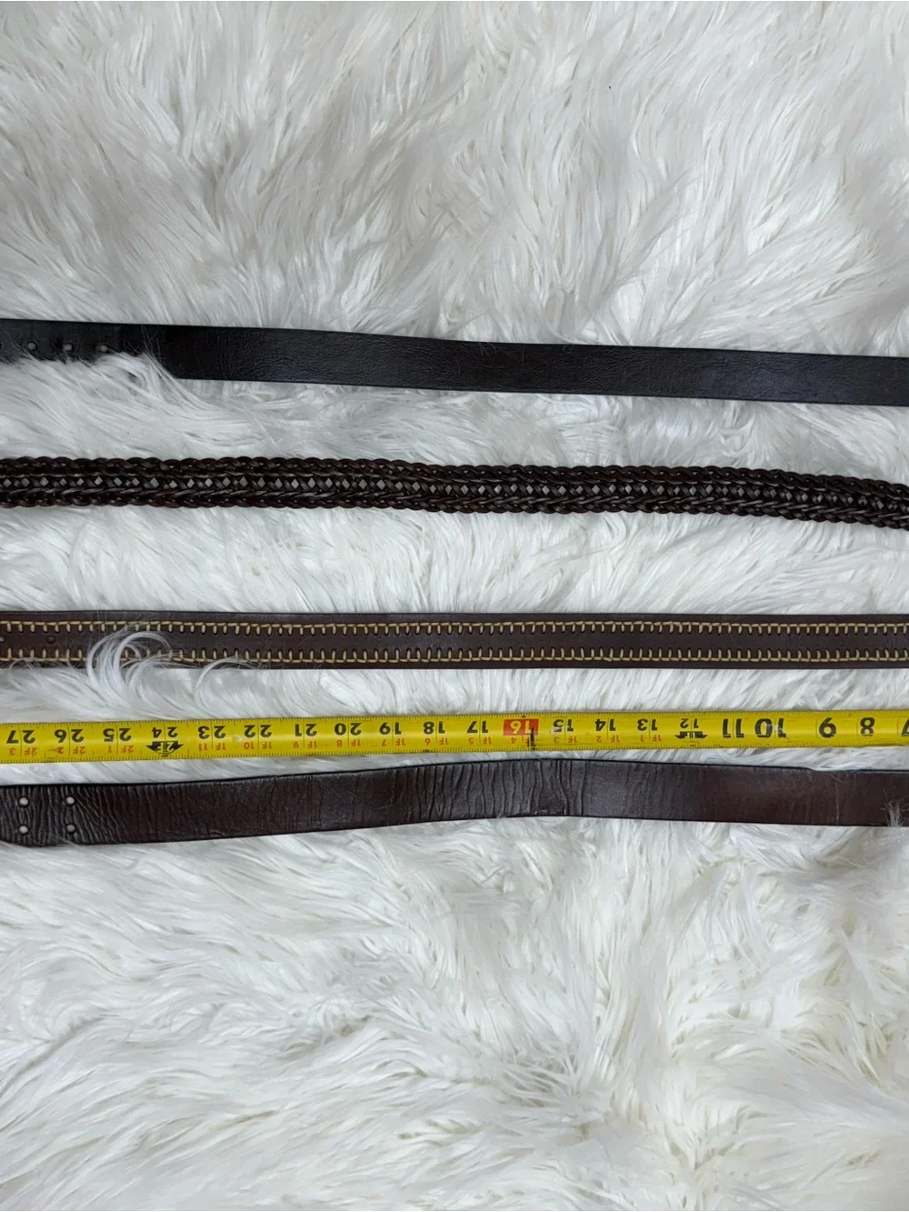 Lot of 4 Brown Leather Belts - Braided & Smooth Styles